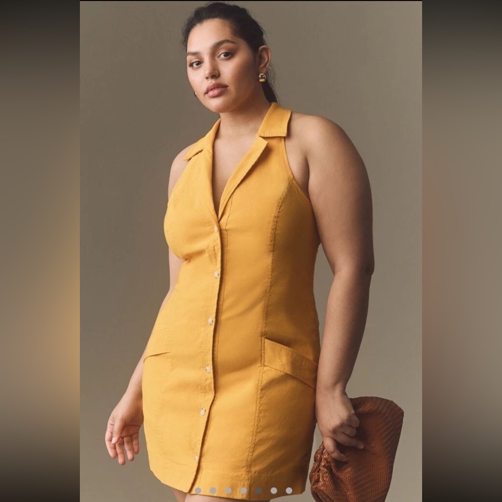 Anthropologie Maeve The Amelia Collard Yellow Dress